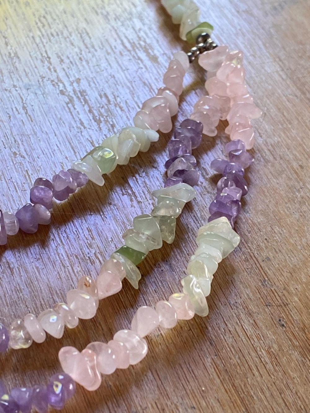 Vtg Lee Sands Mother of Pearl Inlay Flower Necklace with Natural Gemstones - Picture 8 of 16